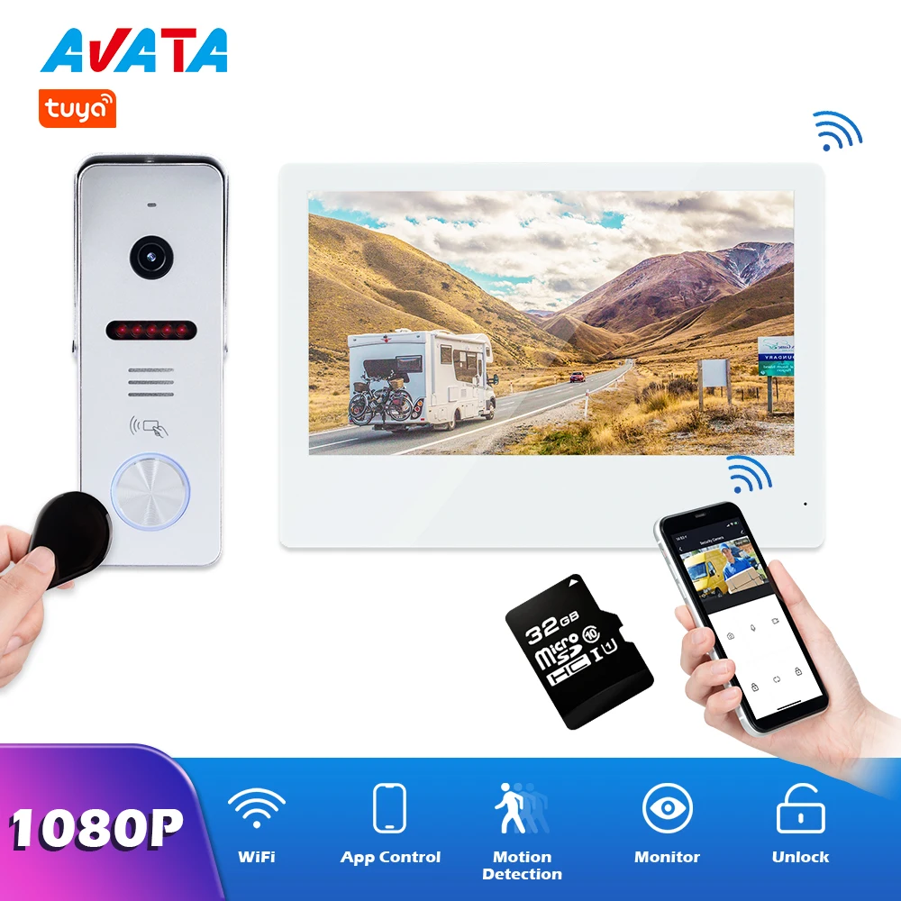10 Inch WiFi Video Intercom Home TUYA Smart Life Video Door Phone System Wireless Touch Screen 1080P RFID Video Doorbell Camera