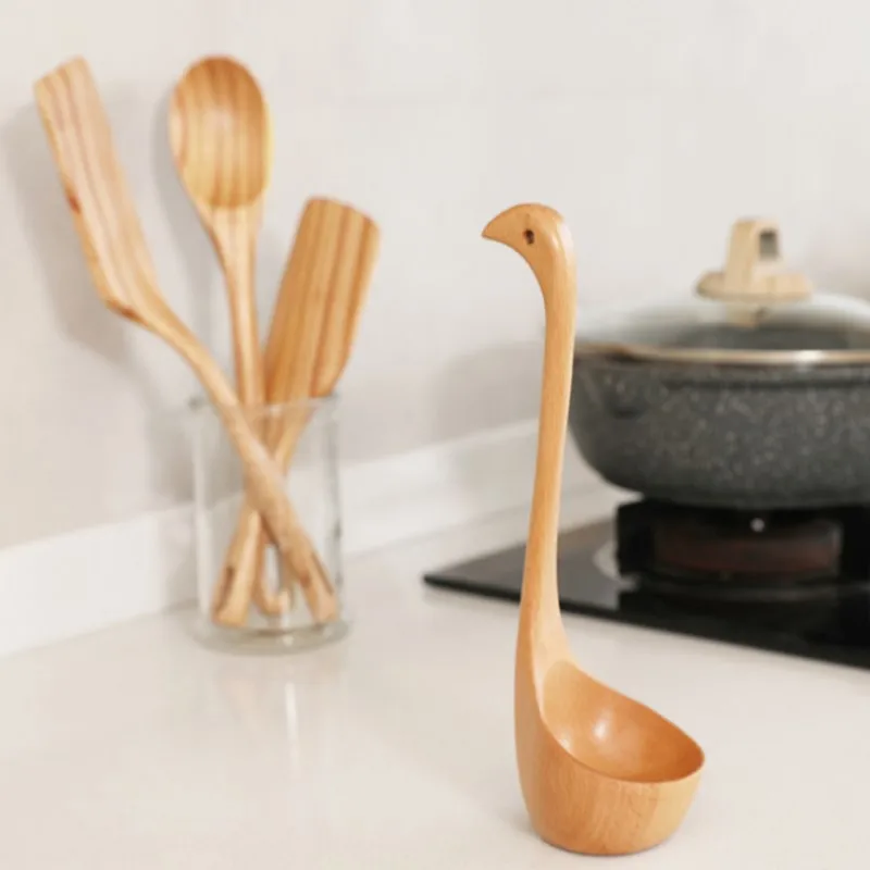 

Бытовая деревянная ложка для супа из бука с длинной ручкой, ложка для супа, ложка для каши, креативная деревянная ложка для супа