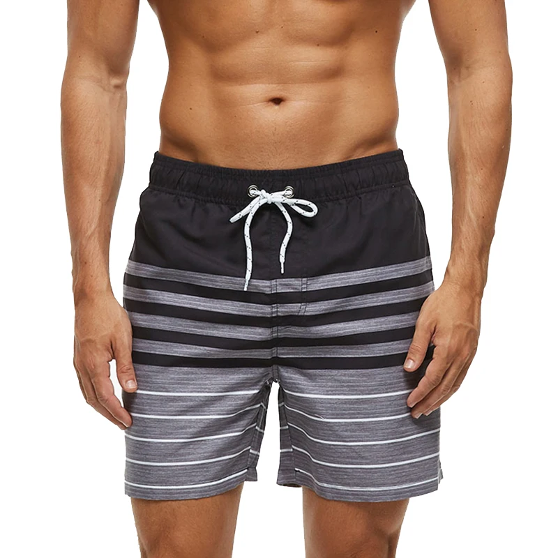 Black Stripe Escatch, мужские пляжные шорты, плавки для бега, спорта, плавания, серфинга, боксеры, шорты, Мужская одежда для плавания, 8 цветов, 3XL - Цвет: Black Stripe