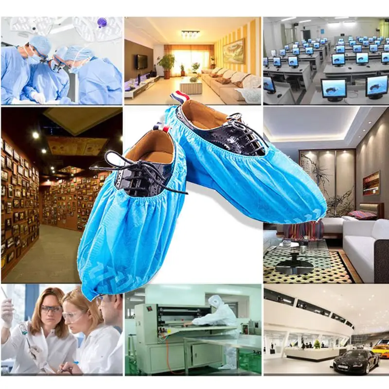 

100 Pcs Non-woven Disposable Shoe Covers Non-slip Printing Dustproof Shoecover for Home Lab Workplace