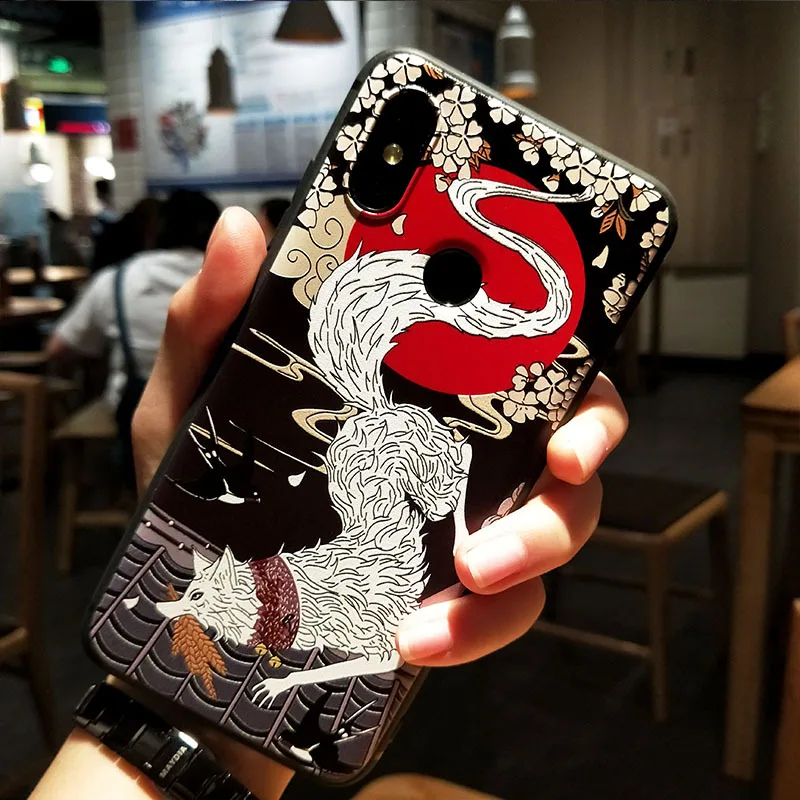 Chinese Style Fashion 3D Emboss Cute Cover For XiaoMi Mi 8 Mi8 SE 6X Mix 2 2S Case for xiaomi mi Mix2 Back Shell |