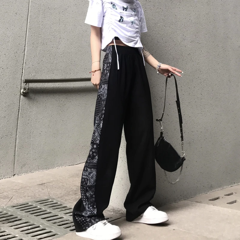 

Personalized Wide-leg Pants Women's 2021 Men's Harajuku Retro High Street Fashion Printing Loose Straight Leg Casual Floor Pants