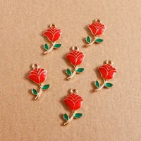 10pcs 1223mm fashion enamel rose flower charms pendants for jewelry making necklace earrings diy handmade craft accessories