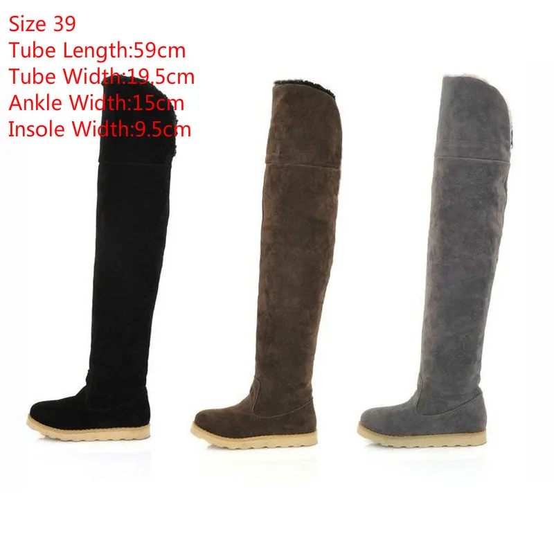 Зимние Новый стиль Женские ботинки Модные сапоги на плоской подошве Сапоги выше колена Высокие до бедра из