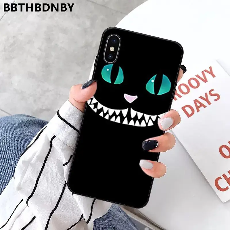 Чехол для телефона Чеширский Кот черный мягкий чехол iPhone 11 pro XS MAX 8 7 6 6S Plus X 5 5S SE XR