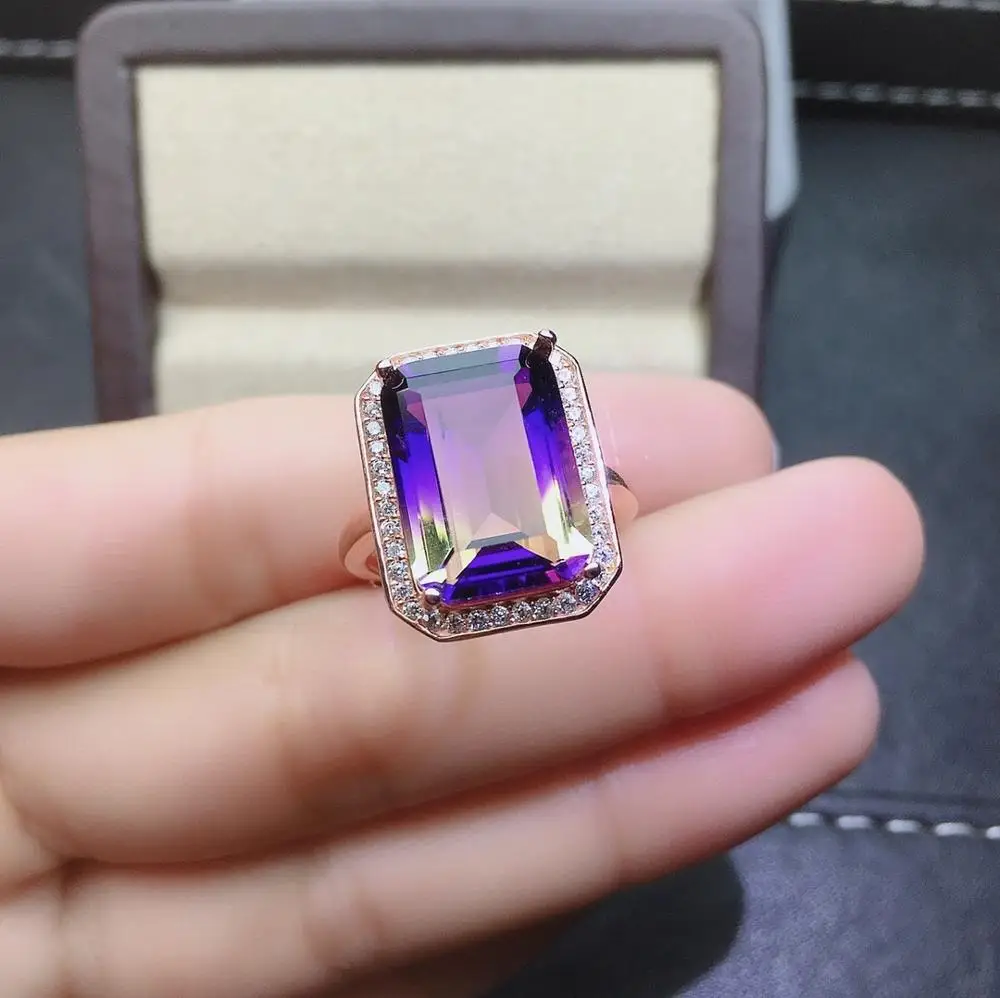 

shilovem 925 sterling silver piezoelectric ametrine rings fine Jewelry women trendy party classic new 10*14mm cjj1014888agzj