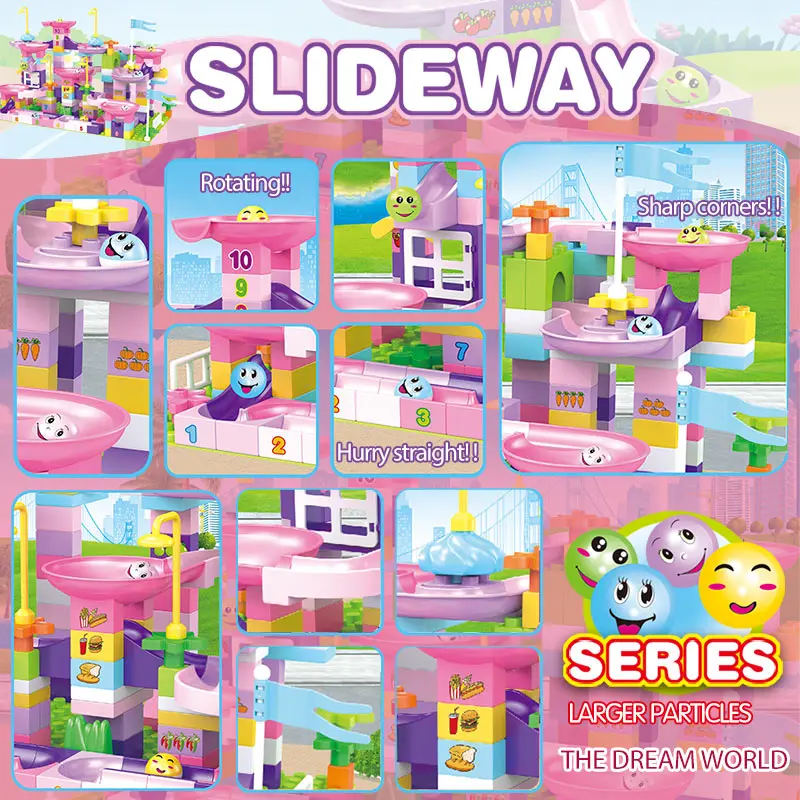 217 шт творческие Мрамор бег лабиринт шарики трек строительные блоки маленького