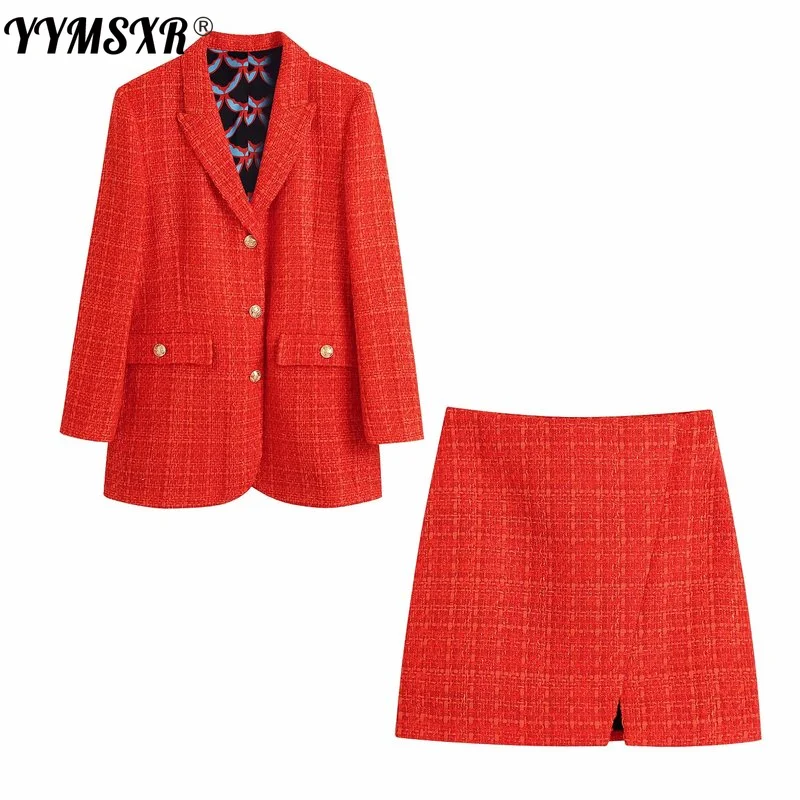 Women Skirt Suit Elegant 2021 New Autumn and Winter Fashion Lining Printed Women's Long-sleeved Jacket Casual High Waist | Женская