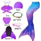 Купальник с хвостом Русалочки для девочек 3-12 лет, детский купальный костюм с хвостом Русалочки с плавниками для косплея на день рождения