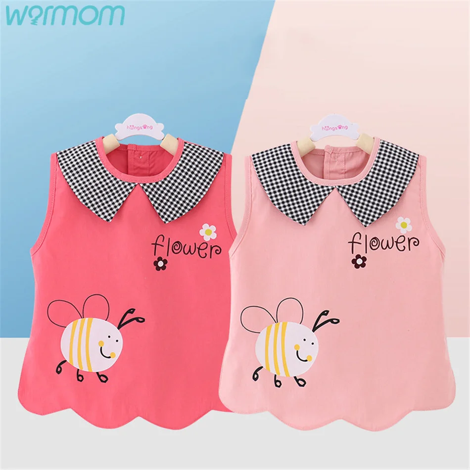 

Warmom Baby Bibs Cute Colorful Cartoon Cotton Children's Eating Bibs Waterproof Dirt-proof Light Style Rice Pockets With Buckle