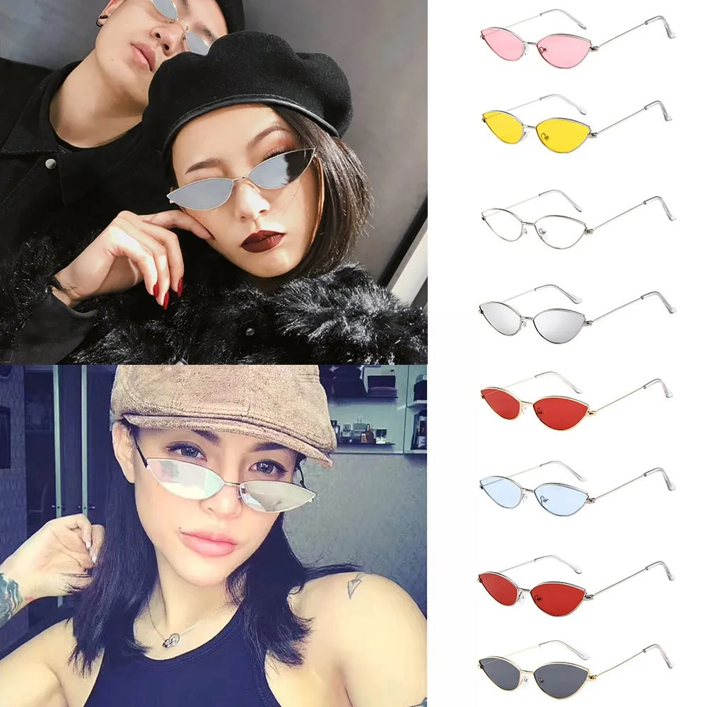 

Men's Women's Cat Eye Sunglasses Sunglasses Women's Small Frame Cat Eye Oval Retro Vintage Pure Color Sunglasses Glasses
