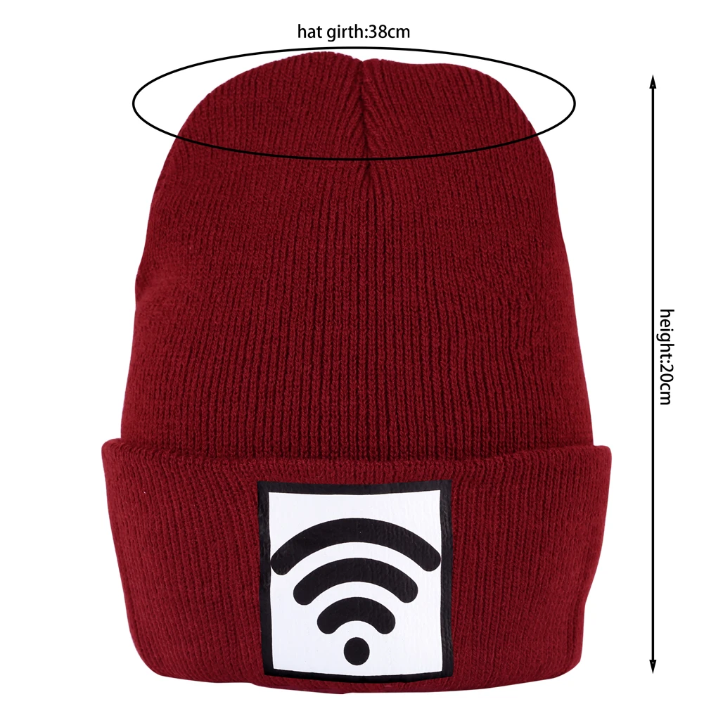 Вязаная женская шапка в стиле хип-хоп зимняя мужская с надписью Wi-Fi мягкая синяя