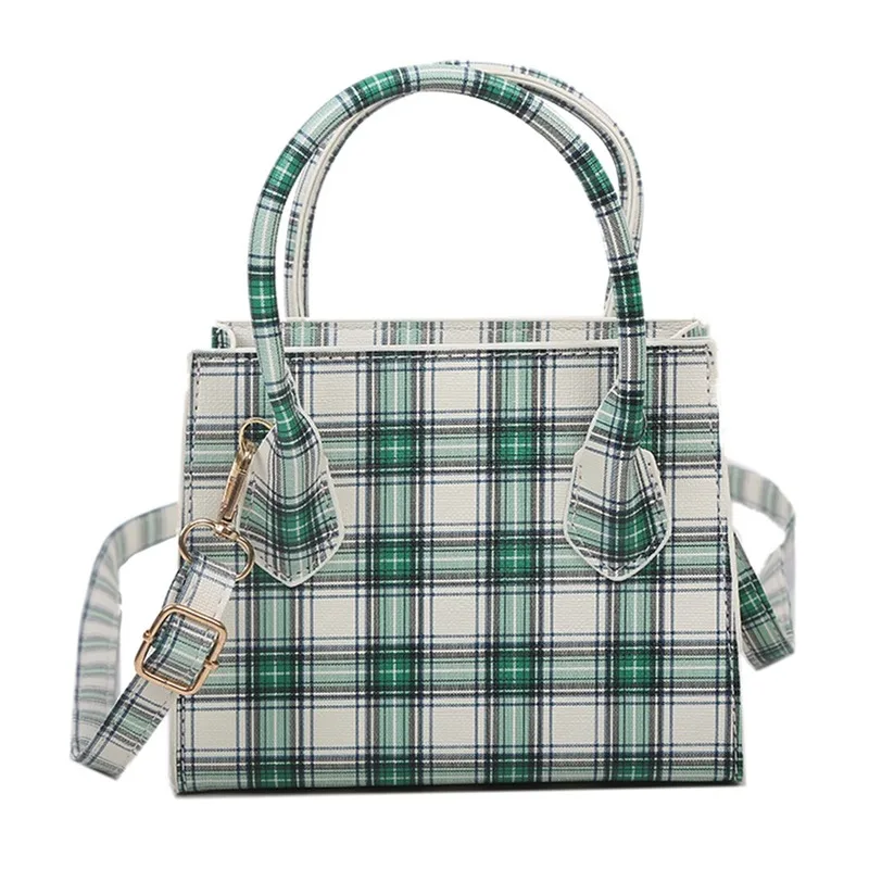 Bolso cruzado peque&ntilde;o a cuadros para mujer, bandolera de piel sint&eacute;tica de Color s&oacute;lido, para verano, 2020-5