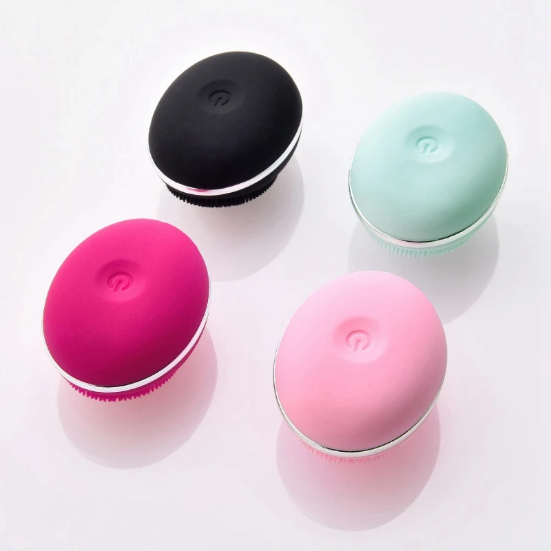 Черная электрическая силиконовая Очищающая щетка для лица Sonic Vibration Massage Smart Face