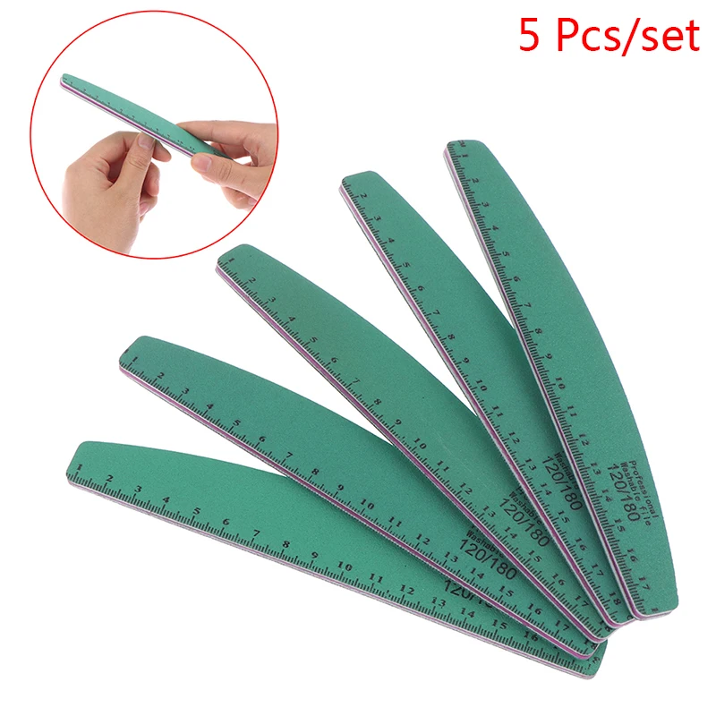 

5Pcs Nail Files 120/180 Washable File Sanding File Durable Nail Manicure Tools