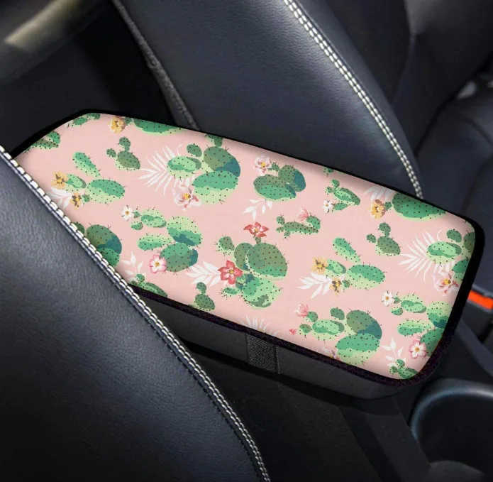 

Foreign Trade Cross Border Universal Car Central Armrest Mat Anti-slip Waterproof Pink Cactus Printed EBay Amazon