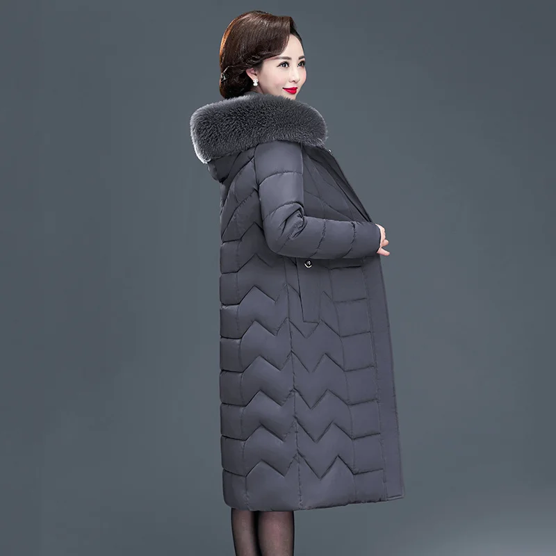 

Пальто X-long для женщин, облегающая однотонная женская зимняя куртка с капюшоном и меховым воротником, толстые парки с хлопковой подкладкой, ...