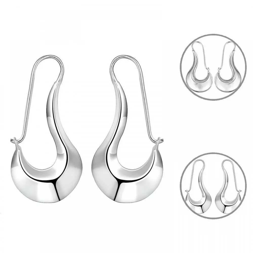 

Минималистичные нестандартные геометрические подвески, женские посеребренные серьги левербэк