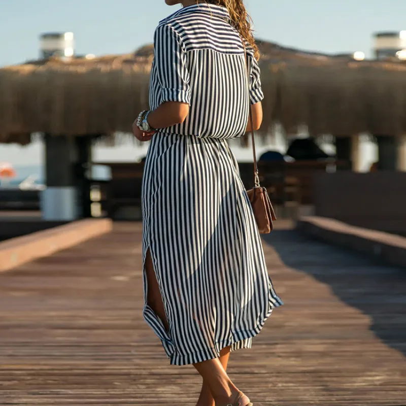 Женское летнее шифоновое платье рубашка 2019 Пляжное длинное с коротким рукавом в