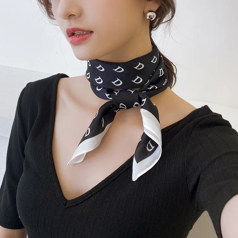 

Satin Silk Scarf Women Designer Brand Kerchief Neck Scarfs 70cm Square Head/Hair Scarves Bandana for Ladies Handkerchief New