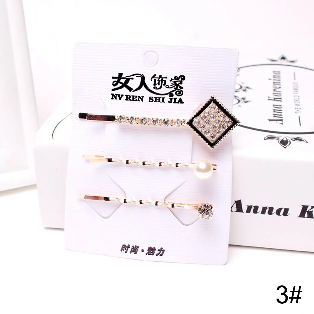 3 шт./компл. заколки для волос в Корейском стиле девочек с кристаллами и стразами