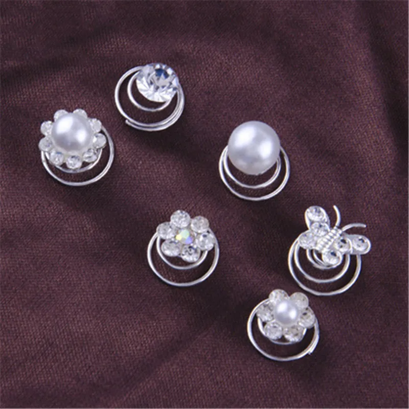 

12PCS Hairpins Twist Coils Spin Pins Bridal Bridesmaid Wedding Prom Crystal Rhinestone Hair Clips Headwear Jewelry Accessories