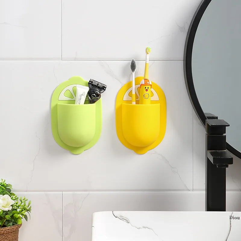 

Carton Toothbrush Holder Strong Suction Bathroom Toothbrush Silica Gel Shelf Rack Wall Hanging Comb Pens Storage Rack