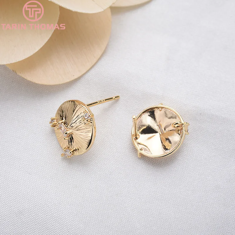 6 шт. латунные треугольные серьги гвоздики с цирконом|Ювелирная фурнитура и