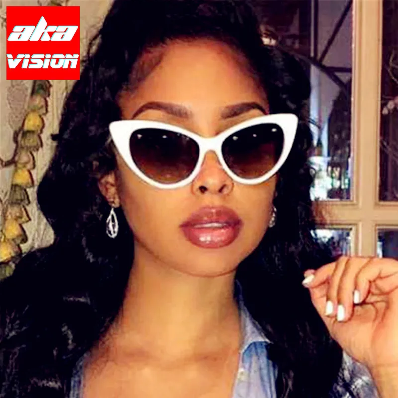 

AKA VISION 2021 Vintage Cateye Sunglasses Women Two Sizes Eyeglasses Women Luxury Brand Glasses Women Cateye Oculos De Sol Gafas