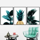 Зеленый пальмовых листьев Плакаты ананас Скандинавская Картина на холсте искусство стены принты современные настенные картины для Гостиная Украшения в спальню