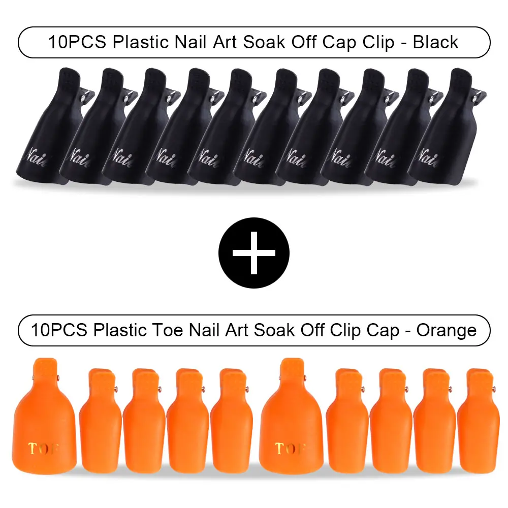Orange Toe Dark Hd 20 шт Пластиковый Лак для ногтей замочить от крышки зажимы УФ-гель для ногтей для удаления обертывания обезжириватель очиститель для маникюрного инструмента пальцы и пальцы ног - Цвет: Orange Toe Dark Hd