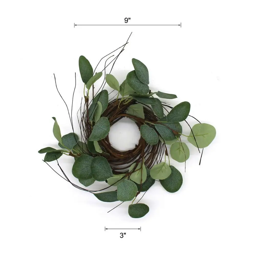 Деревенский венок из искусственных листьев эвкалипта Круглый круглый зеленый