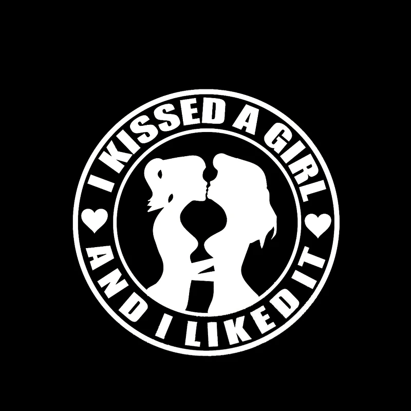 

14*14 см Я поцеловалась с девушкой и мне понравился художественный автомобиля Стикеры виниловые наклейки в виде Фотообоев c переводными карти...