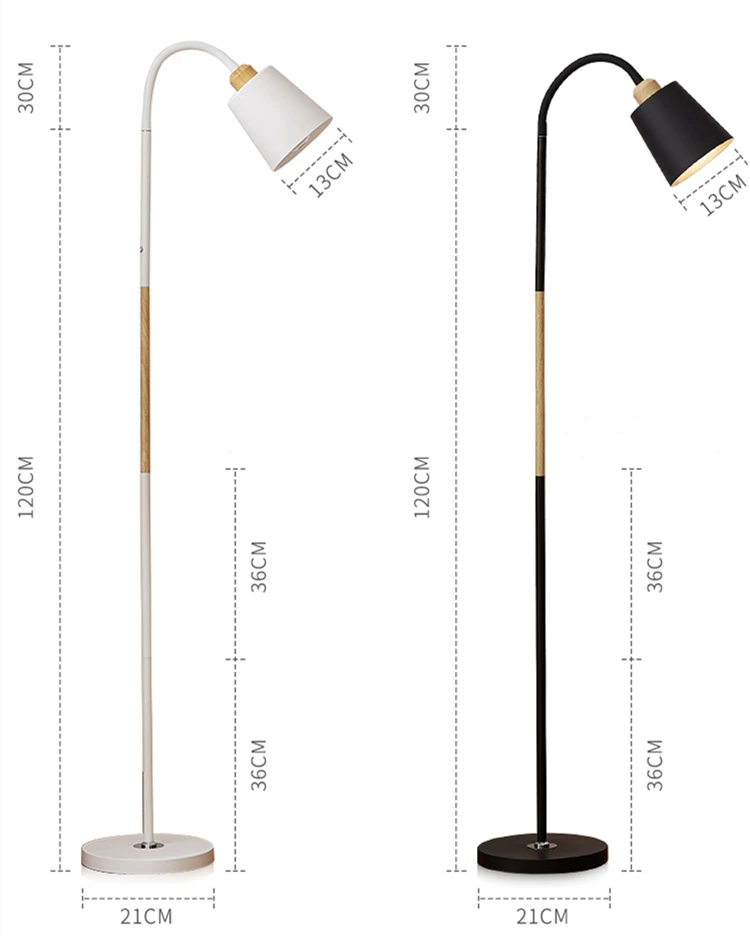Современная Напольная Лампа из черно-белого дерева в скандинавском стиле