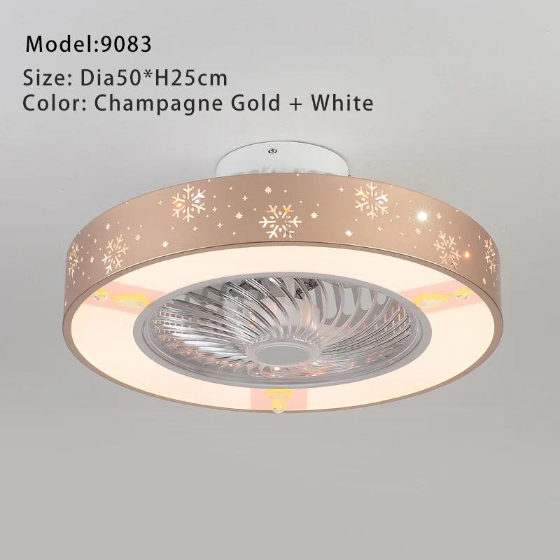 9083-Gold Светодиодный потолочный вентилятор для спальни, столовой, 110 В, 220 В, вентилятор, светильник, потолочные вентиляторы, светильник с дистанционным управлением - Цвет лезвия: 9083-Gold