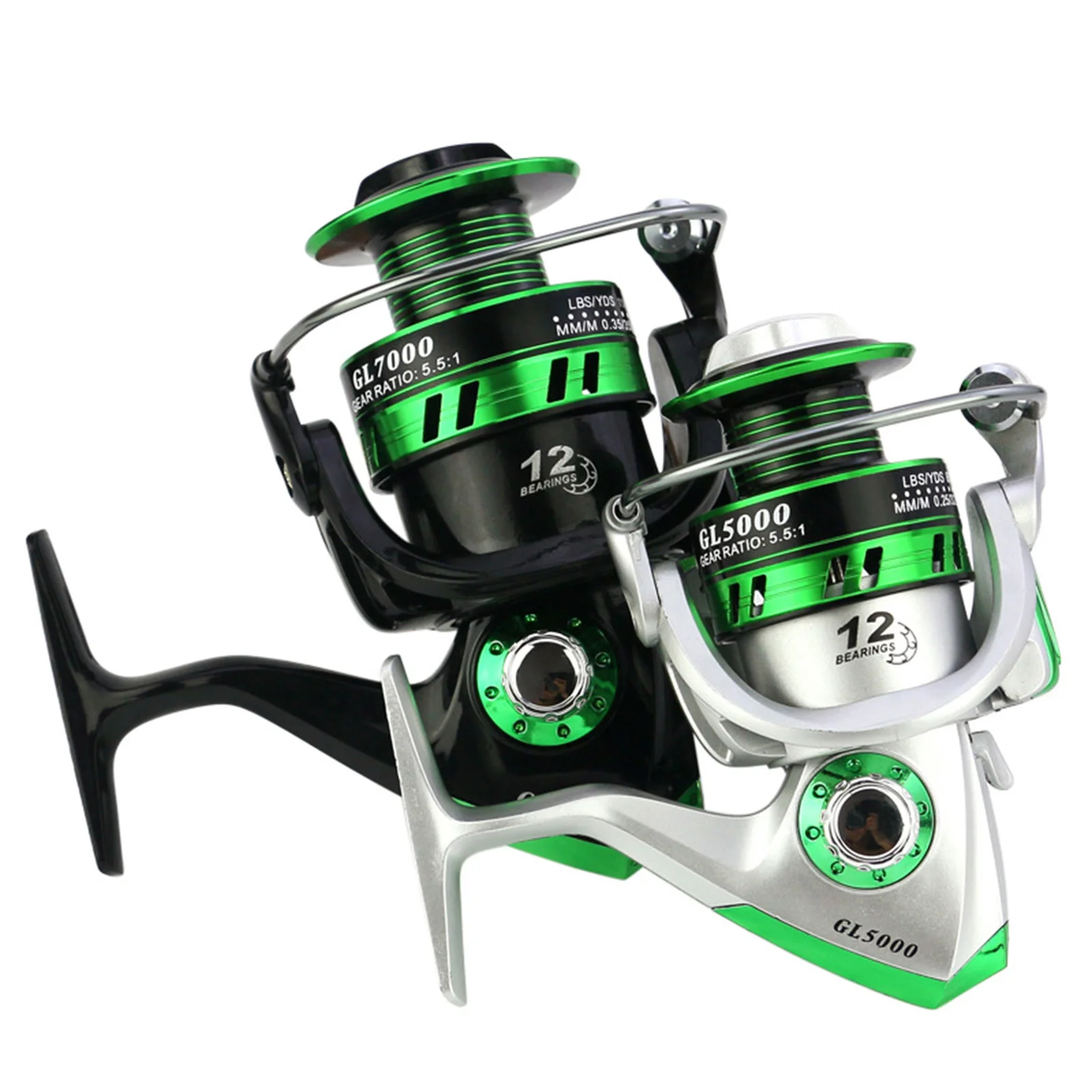 

High Spins Fishing Reel 12BB 5.5: 1 High Quality Right / Left Spin Ball Bearings Metal Reel Fishing Tackle DOG88