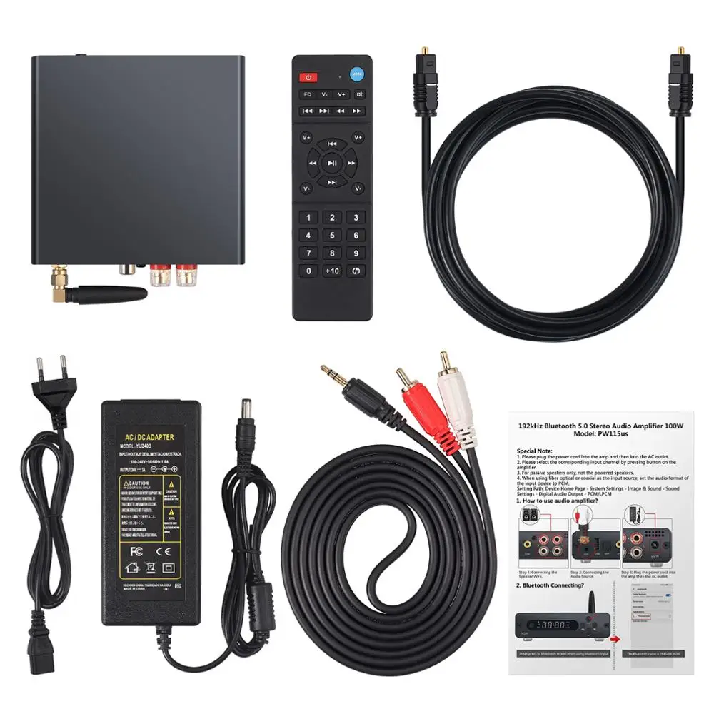 

Neoteck 192kHz/24bit DAC Optical Coaxial USB to Analog Audio Converter Bluetooth 5.0 With IR Remote Control for Passive Speakers