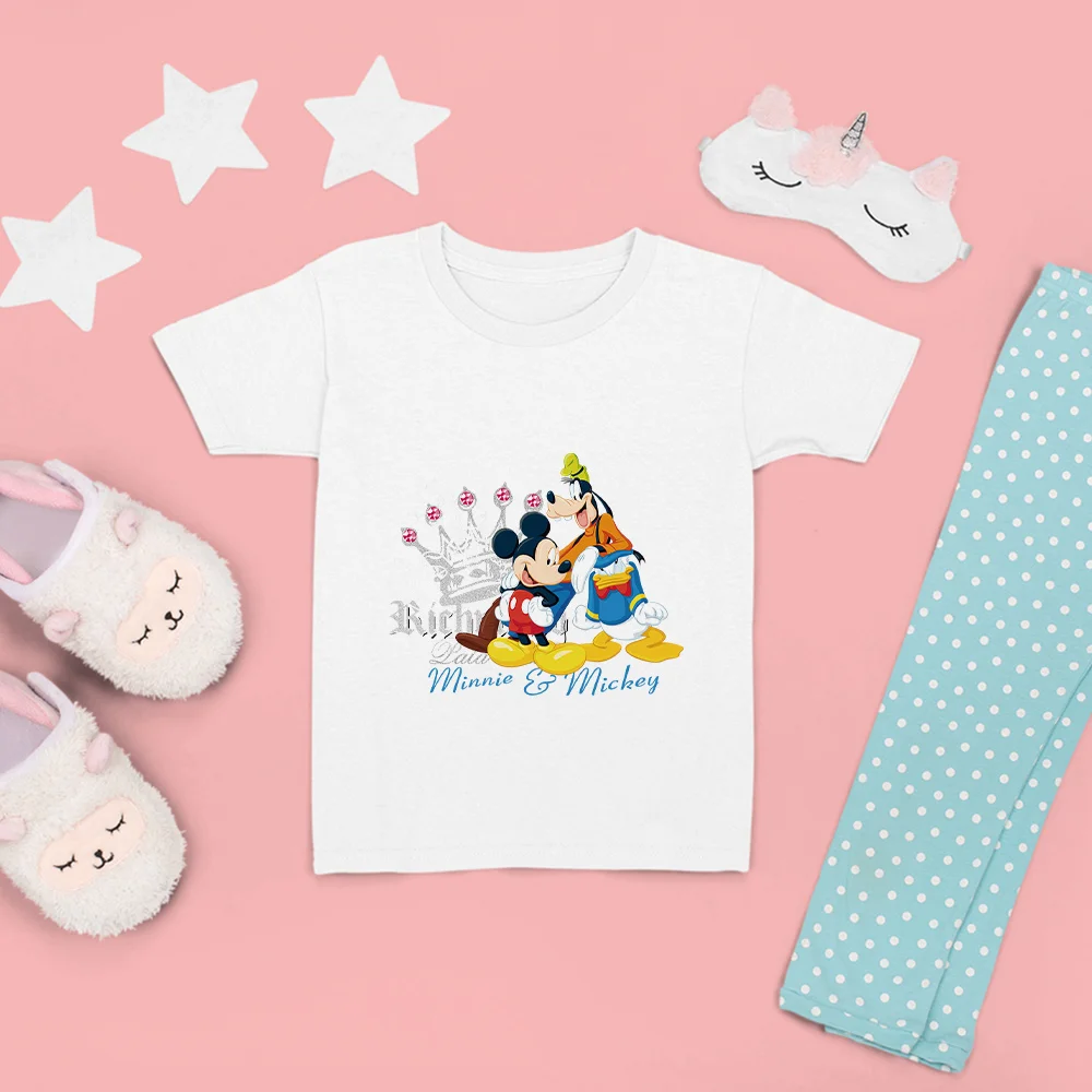 Summer Clothes Kids T-shirt Casual Cute Mickey Mouse Goofy Cartoon Graphics Funny Fashion Siblings Tops Baby Boys Girls Tshirt | Детская