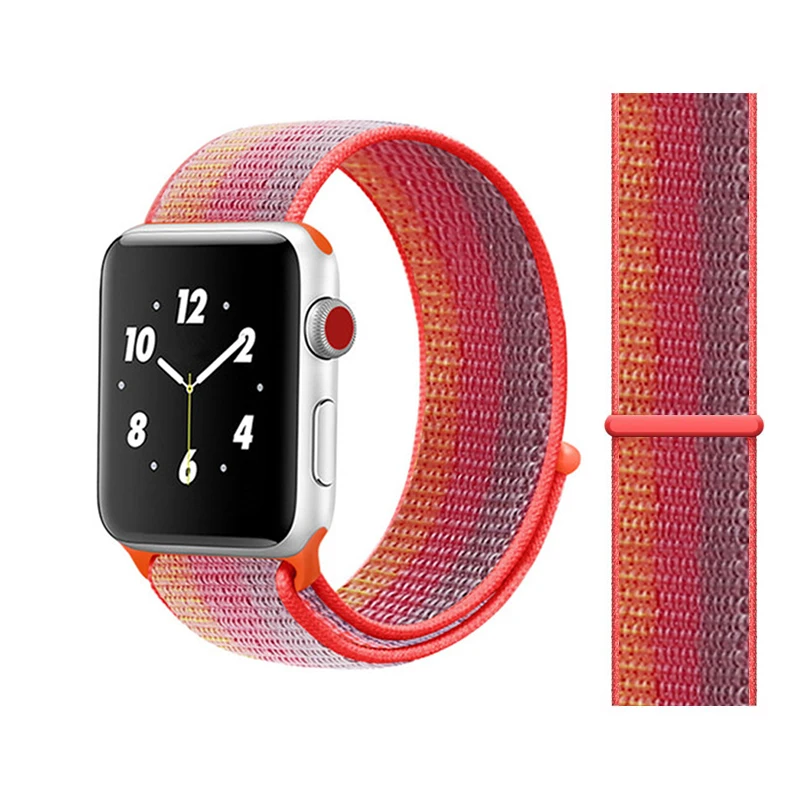 strip red Спортивная петля для Apple watch Band 4 5 correa iwatch 3 2 1 42 мм 38 мм 44 мм 40 мм Apple watch ремешок браслет pulseira аксессуары - Цвет ремешка: strip red