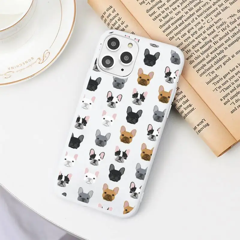 

Cute cartoon French Bulldog animal Phone Case Candy Color for iPhone 6 7 8 11 12 s mini pro X XS XR MAX Plus