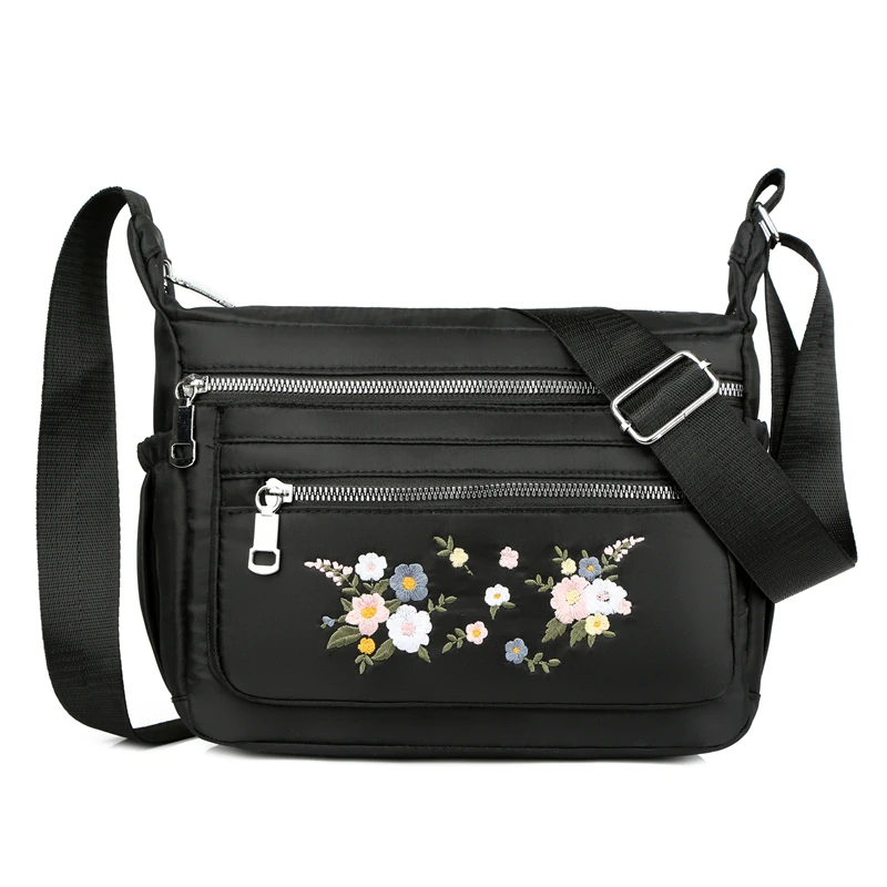 

Women Oxford Crossbody Bag Embroidery Shoulder Bag Large capacity Waterproof Travel Multi-pocket Tote Casual High Top-handle Bag
