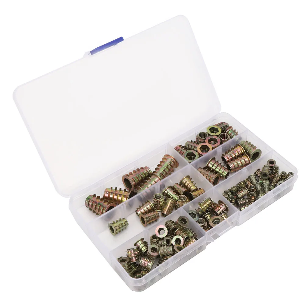 _ 100 шт. шестигранные резьбовые гайки вставленные деревянные крепежные элементы