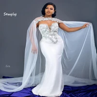 vintage plus size african wedding dress with caped sweetheart beaded church mermaid wedding dresses 2022 robe de mari%c3%a9e bride