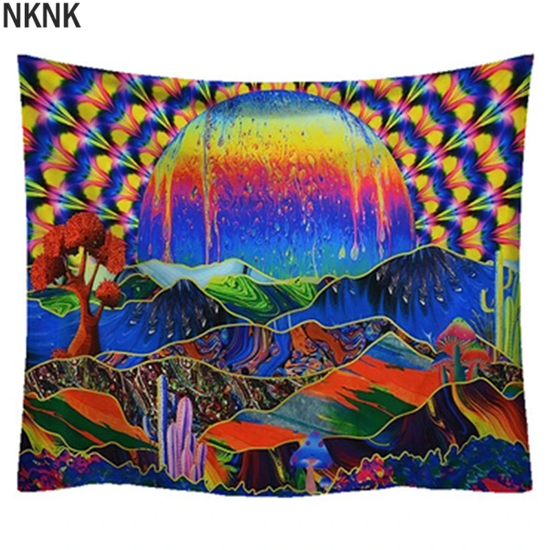 

Psychedelic Moon Starry Tapestry Flower Wall Hanging Room Sky Carpet Dorm Tapestries Art Home Decoration Accessories