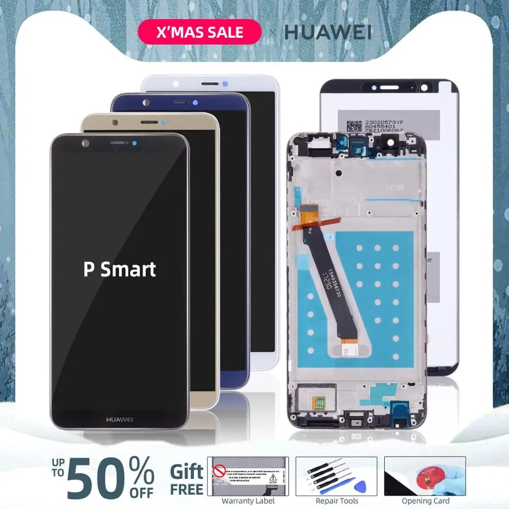 Экран для HUAWEI P Smart LCD в сборе с тачскрином на рамке черный белый синий золото FIG LX1 FIG-LX1 FIG-LX3