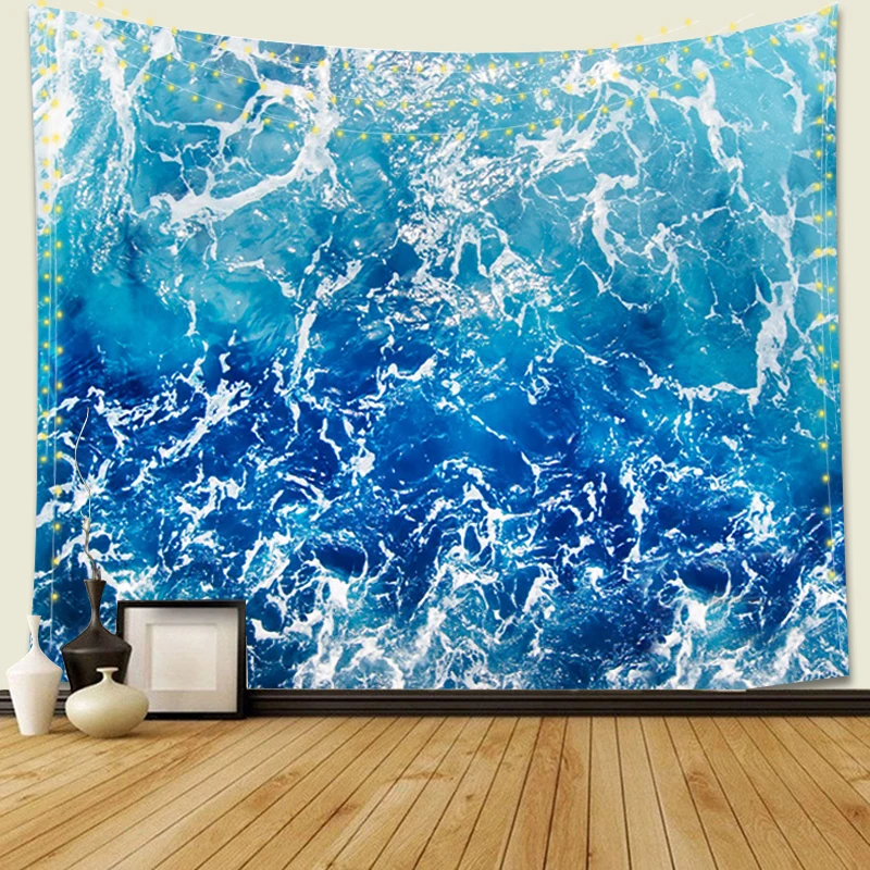 

Boutique Wall Tapestry Blue Ocean Wave Tapestry Sea Wall Hanging Tapestry Wall Art Decor Tablecloth Beach Towel Carpet Sales
