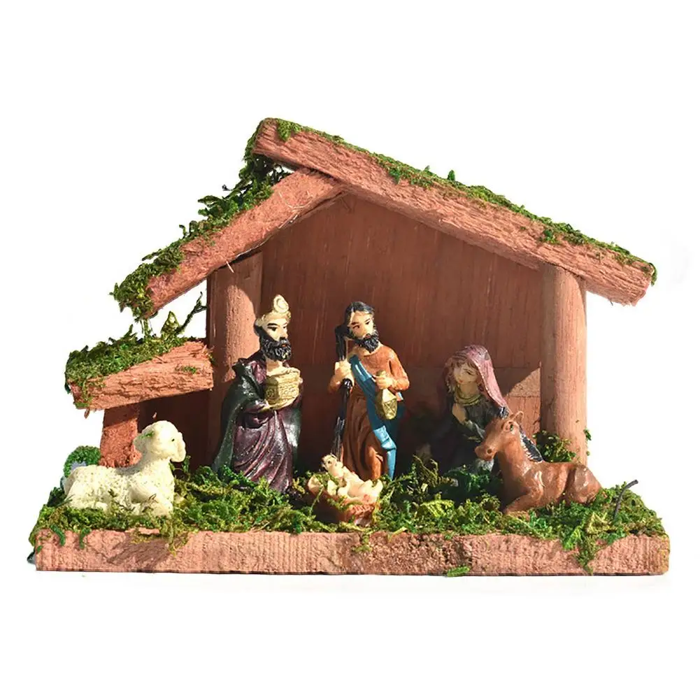

Nativity Scene Christmas Nativity Decorations Color Painted Christian Resin Crafts Holy Family Table Top Ornament For Home Offic