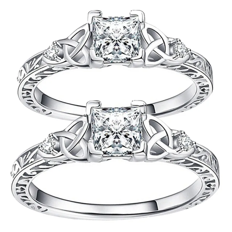 

Trendy Simple Geometric Inlaid White Cubic Zircon Crystal Female Ring for Women Party Wedding Engagement Jewelry