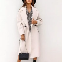 oversize womens coat winterautumn 2021 solid color double breasted autumn winter turndown collar pockets overcoat for office