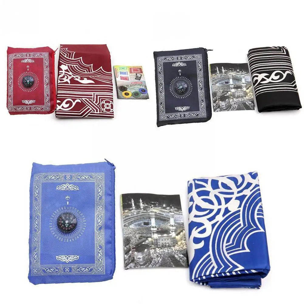 

Мусульманский молитвенный коврик, новый водонепроницаемый мусульманский дорожный Карманный коврик с молитвенным компасом B9W6